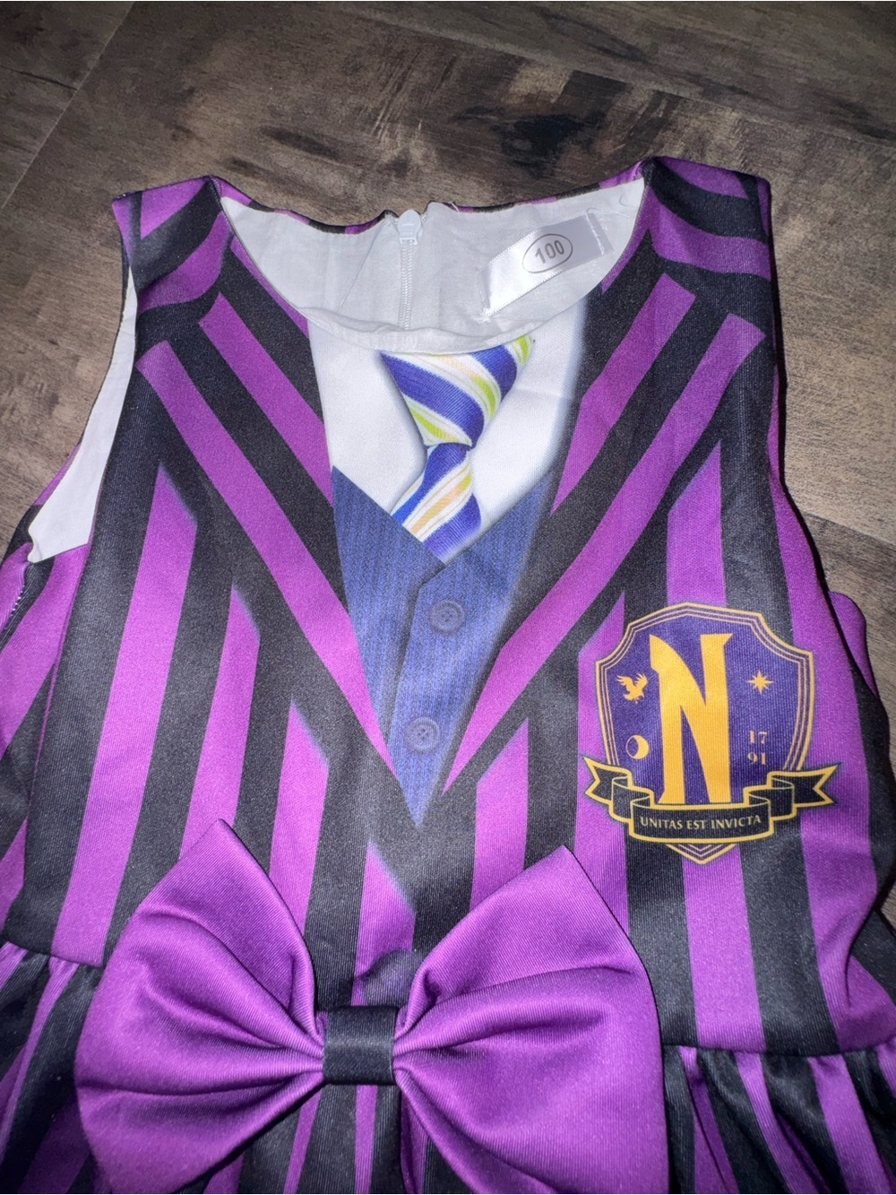 Wednesday Addams Nevermore Academy Uniform Costume Dress Girls 3T 4T Purple - Picture 3 of 7